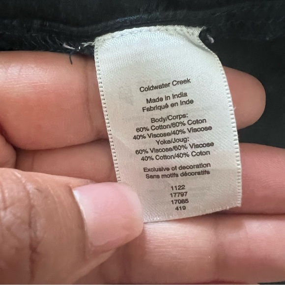 Coldwater Creek Dark Teal Blue Embroidered Beaded Button-Up Whimsy Blouse |PXL| - Picture 11 of 11